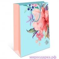 Пакет подарочный "Цветы на голубом" - Интернет магазин шаров, цветов и подарков
