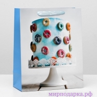 Пакет подарочный ламинированный "Торт", 26 x 32 x 12 см - Интернет магазин шаров, цветов и подарков
