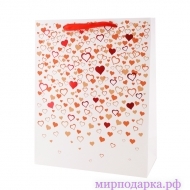 Пакет подарочный "Красные сердца" Тиснение фольгой - Интернет магазин шаров, цветов и подарков