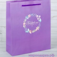 Пакет ламинированный «Поздравляю!», MS 18 &#215; 23 &#215; 8 см - Интернет магазин шаров, цветов и подарков