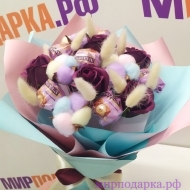 Букет конфет, хлопка и мыльных роз - Интернет магазин шаров, цветов и подарков