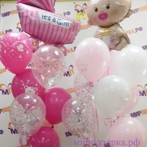 Фонтаны из шаров на рождение - Интернет магазин шаров, цветов и подарков